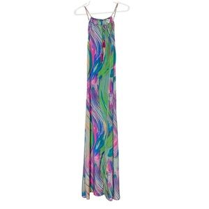 Amichi Maxi Dress Womens Size Small Colorful Long Watercolor Sleeveless Multi